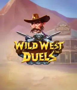  Step into the rugged world of "Wild West Duels" by Pragmatic Play, featuring a gritty gunslinger ready for a showdown. The image features a stern cowboy with crossed pistols, set against a desert backdrop. His sharp gaze and authentic attire highlight the theme of the Old West. The game's title is clearly displayed in an ornate font, enhancing the action-packed theme. 