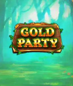 Step into the enchanted forest of the Gold Party game by Pragmatic Play, featuring a beautifully designed wooden sign adorned with golden letters. The background features a misty green forest adding a mystical touch to the slot's theme. Ideal for players who love enchanted forest settings, promising a delightful escape. 